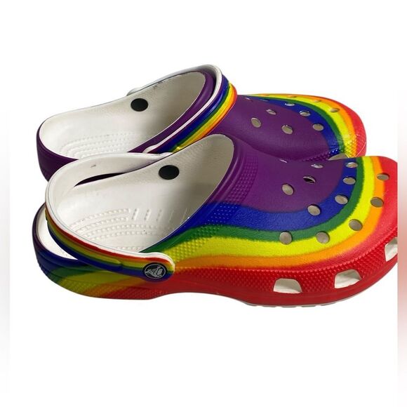 EUC CROCS Adult Unisex Classic Rainbow Clogs Sandals Shoes - Men 9 - Women 11 - Picture 2 of 9